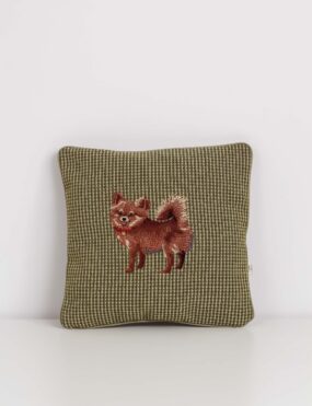 Dekoratyvinė pagalvė „Pomeranijos špicas“ žalia